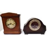 ART DECO WALNUT CASED MANTLE CLOCK with an eight day movement,