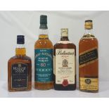 SELECTION OF FOUR BLENDS A variety of bottles of Blended Scotch Whisky.