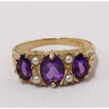 AMETHYST AND SEED PEARL DRESS RING