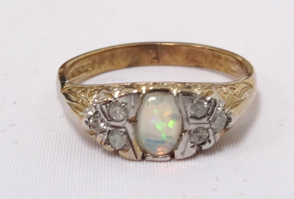 OPAL AND DIAMOND RING