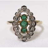 EMERALD AND DIAMOND CLUSTER DRESS RING