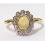 OPAL AND DIAMOND CLUSTER RING