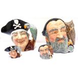 COLLECTION OF ROYAL DOULTON CHARACTER JUGS two Long John Silver D6335, 18cm high and D6312,