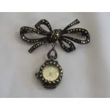 MARCASITE SET SILVER NURSE'S FOB WATCH the Rotary watch suspended below a marcasite set bow