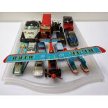 COLLECTION OF VINTAGE TINPLATE AND OTHER MODEL VEHICLES including Highway Patrol and Police Cars,