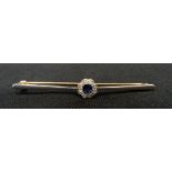 EDWARDIAN DIAMOND AND SAPPHIRE BAR BROOCH the sapphire and diamond cluster to the centre of the