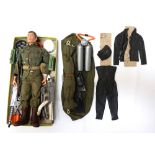 1960s 'ACTION MAN BY PALITOY' with various items of military and other clothing including Frogman