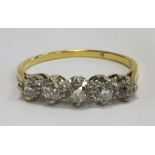 DIAMOND FIVE STONE RING the diamonds totalling approximately 0.