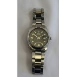 REPLICA GENTLEMEN'S ROLEX OYSTER PERPETUAL DATEJUST WRISTWATCH the black dial with Arabic and baton