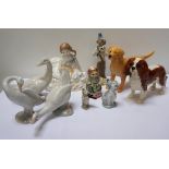 COLLECTION OF FIGURE AND OTHER ORNAMENTS includes a Royal Worcester 'Safe at Last' 14cm high,