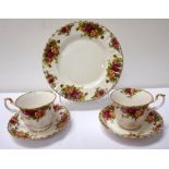 ROYAL ALBERT 'OLD COUNTRY ROSES' TEA SERVICE comprising six cups, six saucers,