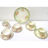 EDWARDIAN 'MOORE' PART CHINA TEA SERVICE with gilt and floral decoration, comprising eight cups,