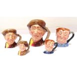 COLLECTION OF ROYAL DOULTON CHARACTER JUGS comprising two Sairy Gamp, 16.5cm and 5.