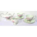 'PARAGON' CHINA TEA FOR TWO SERVICE with floral decoration on white ground, comprising teapot,