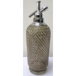 1950s SPARKLETS GLASS SODA SYPHON overlaid with a ribbed metal lattice work,