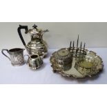 COLLECTION OF SILVER PLATED WARES including a Victorian three piece tea service,