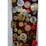 COLLECTION OF 1970/80s LAPEL BADGES themes include music, sport, movies, political, fashion,