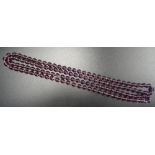 VINTAGE AMETHYST BEAD NECKLACE thread strung, approximately 59.