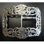 DUTCH SILVER BELT BUCKLE with pierced and floral decoration, hallmarked for silver purity of 833, 9.