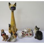 1950s KITSCH 'JENA' SIAMESE CAT ORNAMENT 37.5cm high; Wade Blow-up 'Trusty' dog, 13.