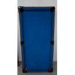 'BCE' TABLE SPORTS POOL TABLE with a blue baize, 185cm x 91.