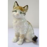 LORENZ HUTSCHENREUTHER PORCELAIN CAT in seated upright position, with printed mark and impressed 'M.