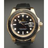 GENTLEMAN'S REPLICA ROLEX OYSTER PERPETUAL DATE YACHT-MASTER WRISTWATCH the black dial with