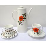 RETRO CHINA HT HOSTESS COFFEE SERVICE comprising coffee cans and saucers and cake plates,