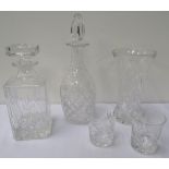 COLLECTION OF CRYSTAL AND CUT GLASS includes Edinburgh and other crystal decanters with stoppers,