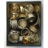 SELECTION OF SILVER AND OTHER RINGS including various stone set examples,