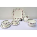 'ROYAL PARAGON' CHINA TEA SERVICE with gilt and floral decoration on white ground,