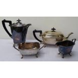 TWO 1920s SILVER PLATED TEA SERVICES one with four pieces, the other a three piece by Turton,