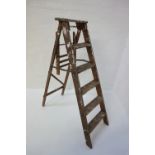 SET OF VINTAGE PINE STEP LADDERS