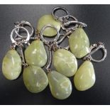 SELECTION OF GREEN MARBLE KEY RINGS