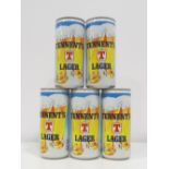 FIVE CANS OF TENNENTS LAGER An unusual lot of five cans of Tennents Lager,