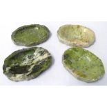 SELECTION OF POLISHED GREEN MARBLE ASH TRAYS of irregular form (9)