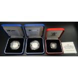 ROYAL MINT UNITED KINGDOM MILLENNIUM SILVER PROOF FIVE POUNDS COIN (2),