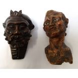 19th CENTURY CONTINENTAL CARVED HEAD of a bearded gentleman, possibly a mount from a chair,