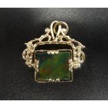 STONE SET NINE CARAT GOLD MOUNTED SWIVEL FOB one side of the fob set with bloodstone and the other