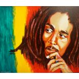 ED O'FARRELL Bob Marley, acrylic on canvas, signed, also signed and dated 2011 to verso, 38.