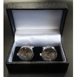 PAIR OF WATCH MOVEMENT CUFFLINKS with box