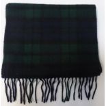 NEW AND UNUSED KILTANE OF SCOTLAND 100% CASHMERE SCARF in Black Watch tartan with fringe, with tag,