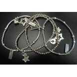 FOUR CHLOBO SILVER BRACELETS comprising a Cute Charm Puffed Heart bracelet,