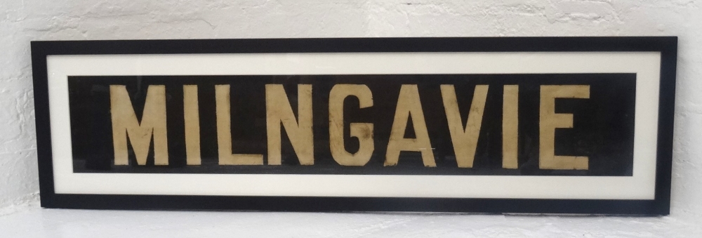 ORIGINAL GLASGOW CORPORATION LINEN TRAM DESTINATION BLIND - MILNGAVIE circa 1940s from the older