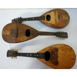 THREE ITALIAN BOWL BACK MANDOLINS one with a paper label marked 'Giuseppe Carbone',