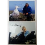 TWO SIR DAVID ATTENBOROUGH SIGNED NATURE PICTURES both 20cm x 25cm and both having a Certificate of