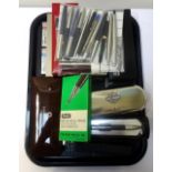 LARGE COLLECTION OF FOUNTAIN, BALL POINT PENS AND PENCILS including Harley Davidson Motor Cycles,