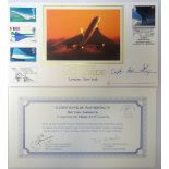 CONCORDE INTERNET STAMPS 2003 FOR THE FINAL FLIGHT flown on board and signed by the pilot Captain