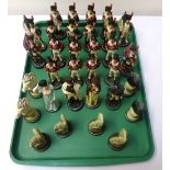 NAPOLEONIC FIGURE CHESS SET with handpainted composition French and British troops,