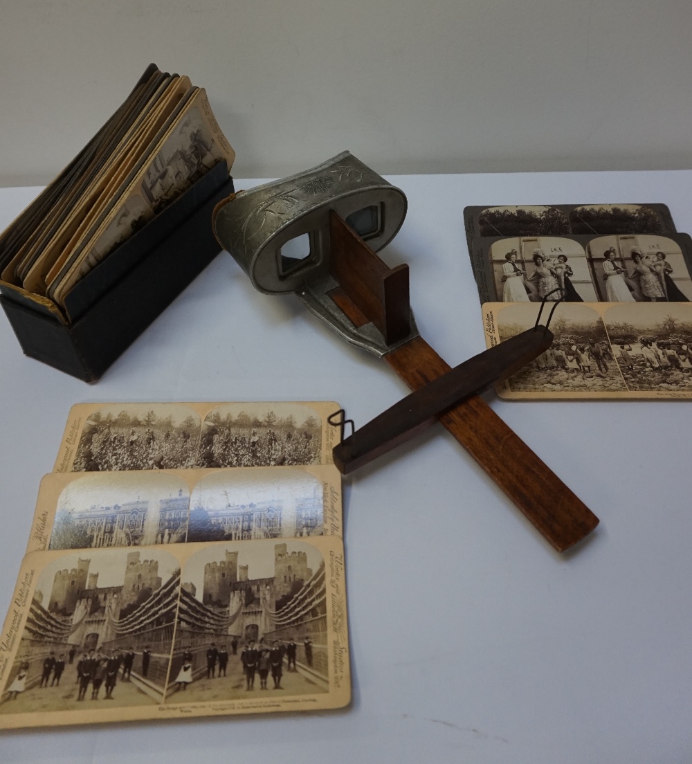 COLLECTION OF LATE VICTORIAN AND EDWARDIAN STEREOSCOPIC CARDS with a variety of figure and scenic